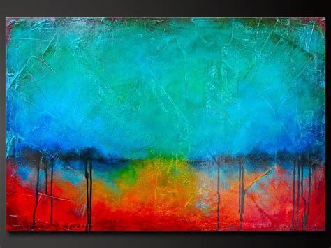 Oxidized Metal 10 Abstract Acrylic Painting On Canvas 36 X 24