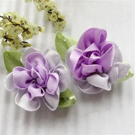 40pcs purple color 2tone satin ribbon flowers bows appliques diy craft wedding decoration a0519