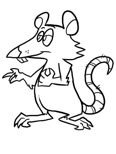 Coloriage Rat de Dessin Animé Dessin gratuit à imprimer