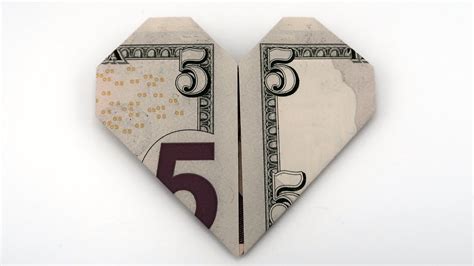 How To Make A Dollar Origami Heart With A 5 Bill Youtube Dollar Bill