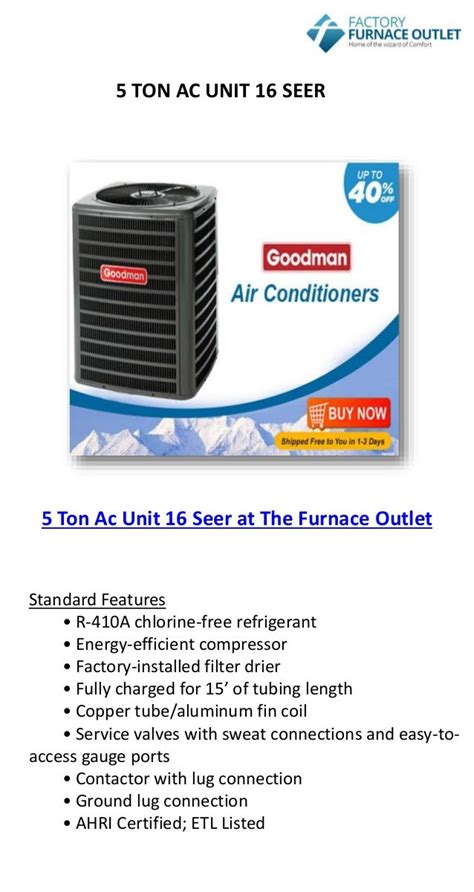 5 Ton Ac Unit 16 Seer By The Furnace Outlet