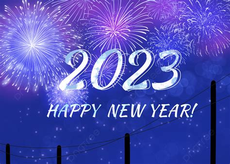 2023 New Year Blooming Blue Fireworks Background 2023 Blue Fireworks