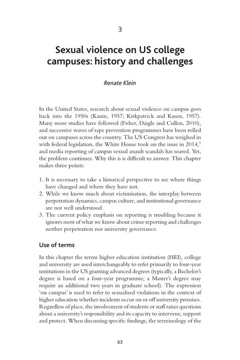 Pdf Sexual Violence On Us College Campuses History And Challenges
