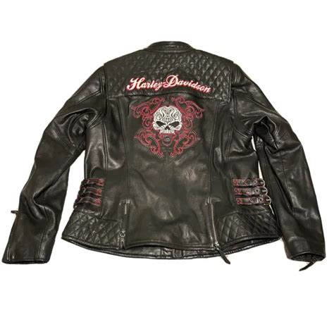 Harley Davidson Scroll Willie G Skull Black Leather Jacket Vw
