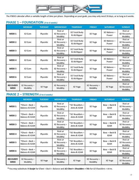 Pin By Abby On Large Marge Ing Workout Schedule P90x Workout Schedule P90x2 Schedule
