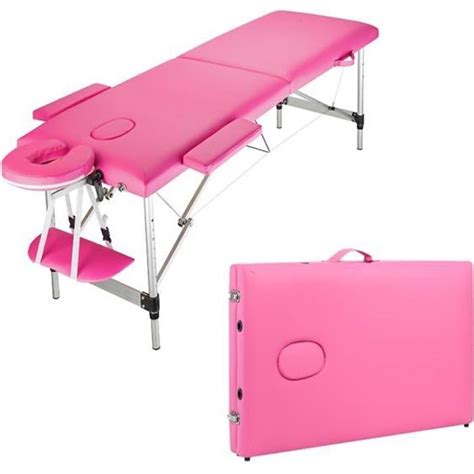 Table De Massage Pliante En Aluminium Lit De Massage Portable 2 Zones Rose Cdiscount Santé