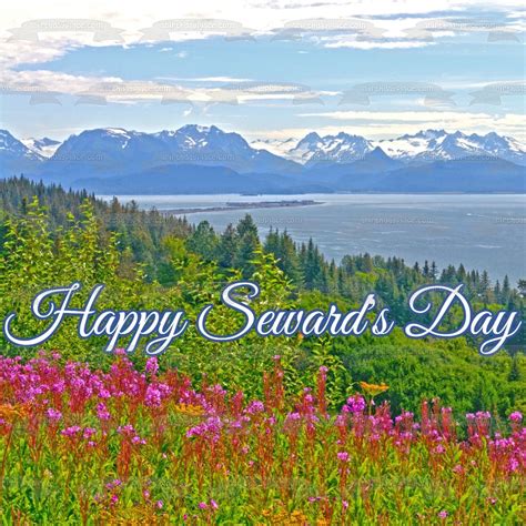 Happy Sewards Day Flowers And Mountains Edible Cake Topper Image Abpi