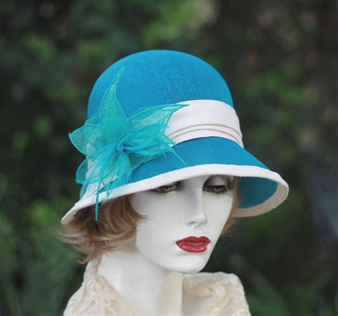 Buy A Custom Made 1920s Cloche Summer Hat In Teal Blue Made To Order