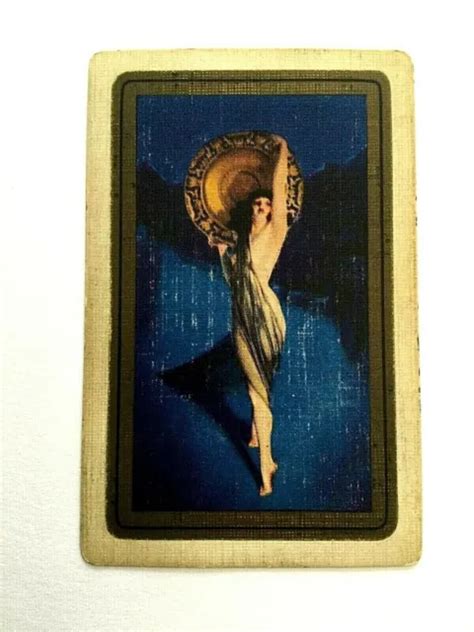 ART DECO SEMI NUDE Woman In Dance Pose Antique Linen Single Playing