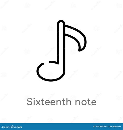 Outline Sixteenth Note Vector Icon Isolated Black Simple Line Element