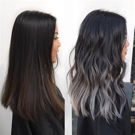 One of its coolest this black hair with ash blonde highlights is called a foilayage ombre. ash grey liliac color balayage (@kycolor) on Instagram ...