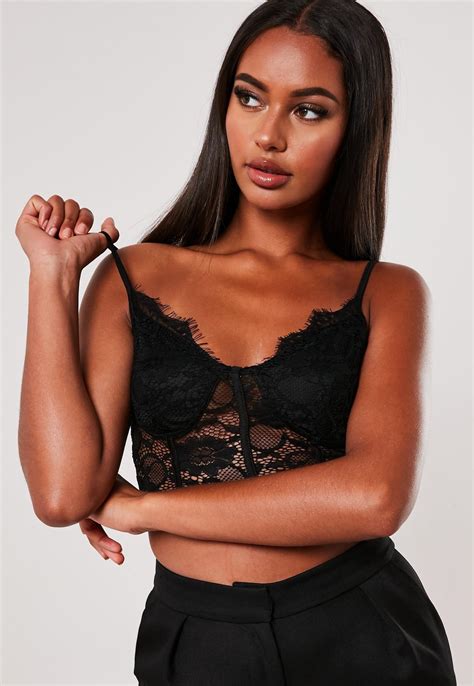 Black Lace Strappy Bralet Missguided Australia