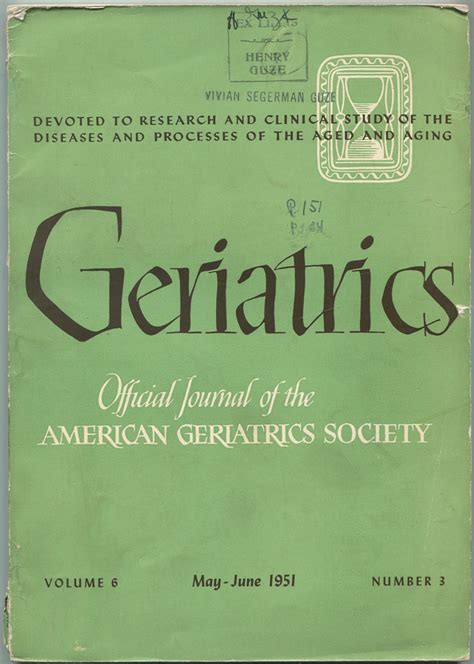 Geriatrics Official Journal Of The American Geriatrics Society May