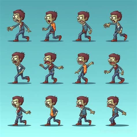 Premium Ai Image 2d Game Sprite Sheet Zombie Character Sprites