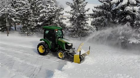 71 John Deere 3046r Cab Tractor Snow Blowing My Neighbors Driveway