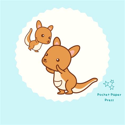 Premium Vector Clipart Kawaii Kangaroo Cute Kangaroo Clipart Etsy