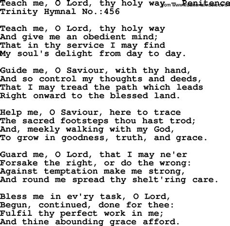 Trinity Hymnal Hymn Teach Me O Lord Thy Holy Way Penitence Lyrics