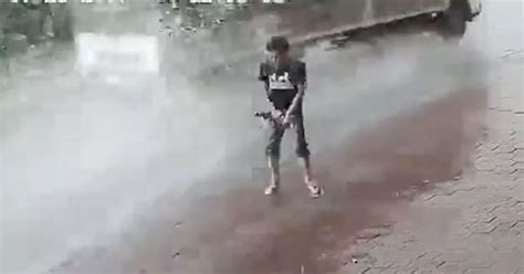 Reckless Man Peeing On The Roadside Given Shock Of His Life By Passing