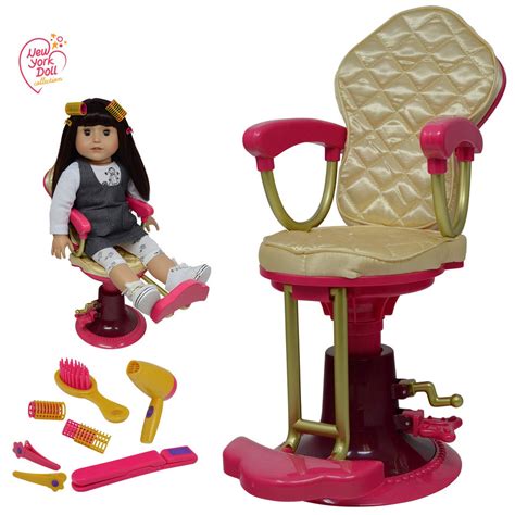 The New York Doll Collection Salon Chair For 18 American Girl Dolls Hair Styling Accessories