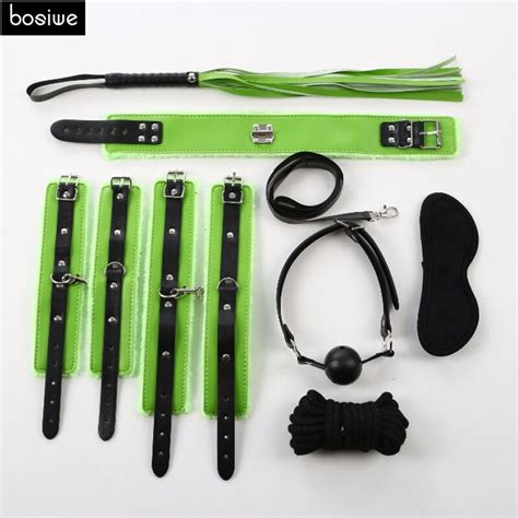Pcs Sex Bondage Kit Set Fetish Bdsm Roleplay Handcuffs Whip Rope