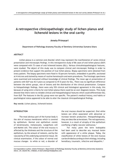 Pdf A Retrospective Clinicopathologic Study Of Lichen Planus And