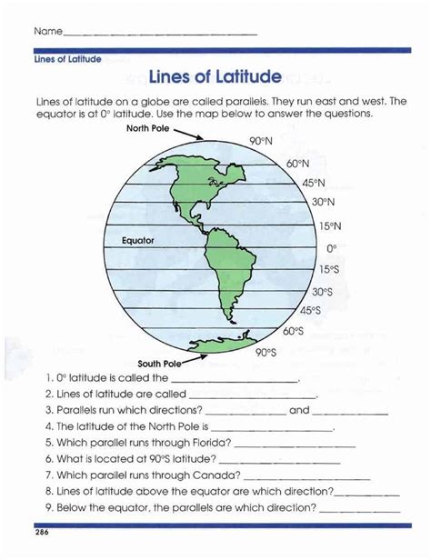 Global Geography Worksheets 4 Latitude Pdf Latitude Equator In