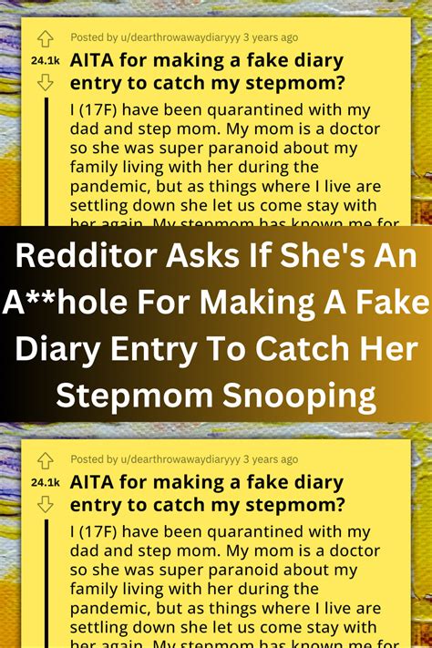 Redditor Asks If She S An A Hole For Making A Fake Diary Entry To Catch Her Stepmom Snooping