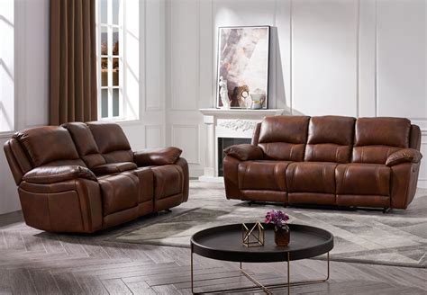 Cheers Princeton Chocolate Leather Match Manual Reclining Sofa And