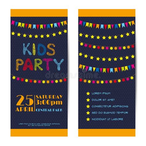 Vector Banners Invitation Cards Set Kids Party Stock Vector