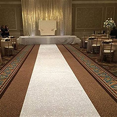 Bcgt Sequin Aisles Floor Runner White 4ftx15ft Wedding