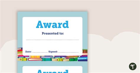 Books Award Certificate Teaching Resource Teach Starter