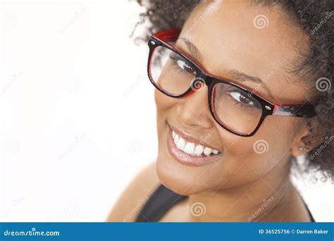 Mixed Race African American Girl Wearing Glasses Stock Photo Image Of
