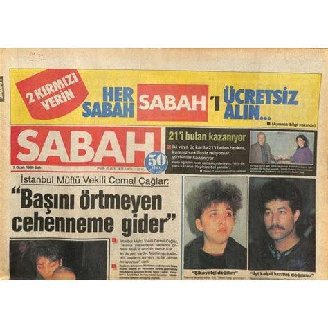 Gökçe Koleksiyon Sabah Gazetesi 7 Ocak 1986 Başbakanlık Fiyatı
