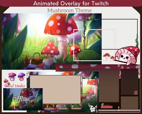 Cute Animated Mushroom Twitch Overlay Package Cozy Overlay Etsy Uk