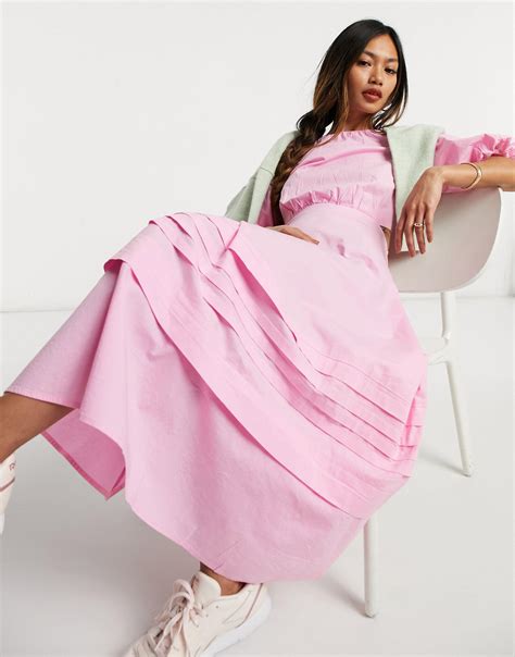 Warehouse Puff Sleeve Maxi Dress In Pink Lyst Canada