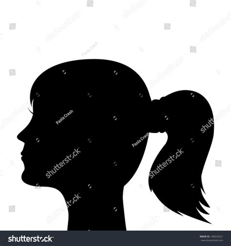 Silhouette Young Girl Ponytail Stock Vector Royalty Free 148322621