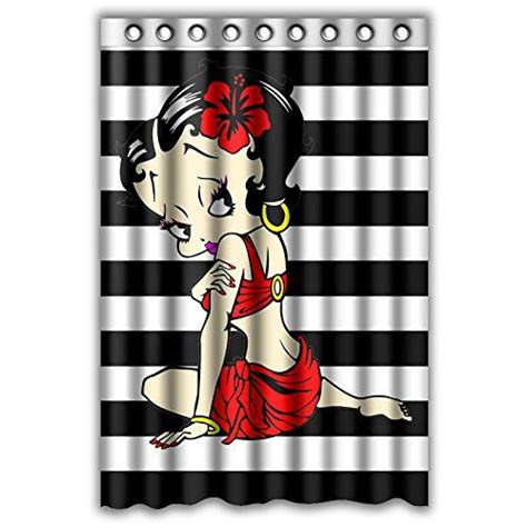 Custom Betty Boop Pattern Waterproof Bathroom Shower Curtain 100 Polyester Fabric Shower Curtain