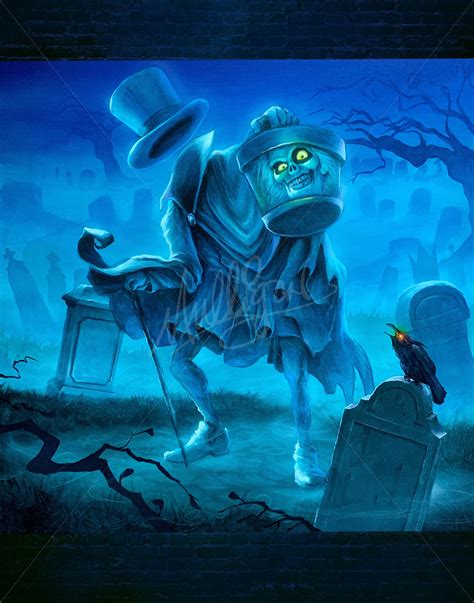 Hatbox Ghost Haunted Mansion Artist Hand Signed Lithograph This