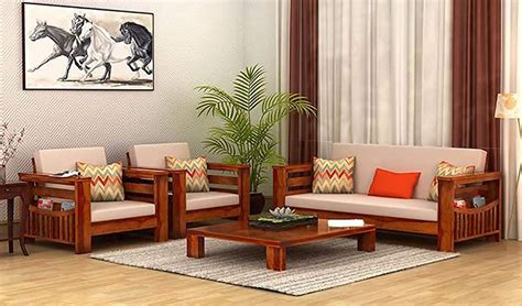 S D Furniture Wooden 5 Seater Sofa Set Home Living Room Solid Wood