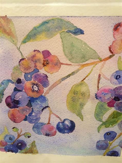 Blueberries Watercolor On Rough Paper Watercolor Art Artwork Art