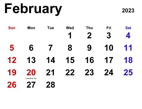 Free Printable February 2023 Calendar With Holidays Pdf