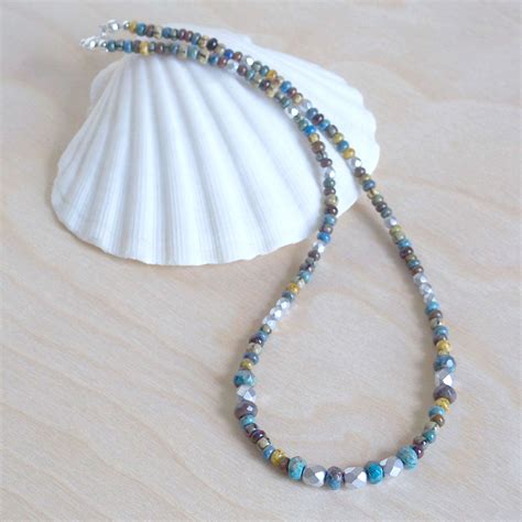 Beaded Layering Necklace Boho Beach Necklace Set Blue Sky Collection