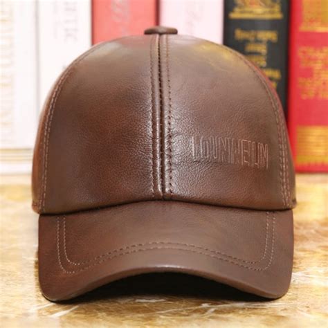Men Vintage Genuine Leather Baseball Cap Outdoor Caps Adjustable Caps