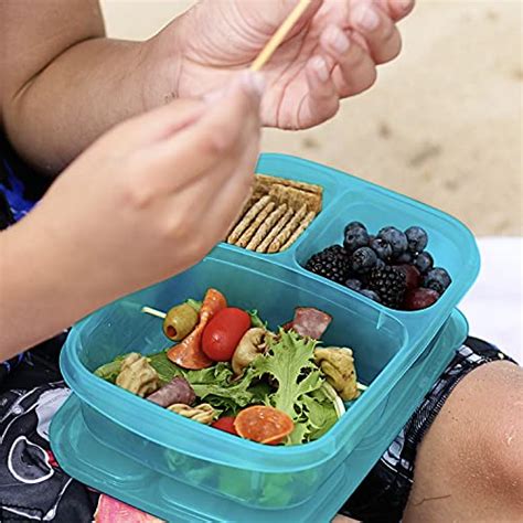 Easylunchboxes Bento Lunch Boxes Reusable 3 Compartment Food