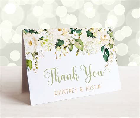 Printable White Floral Thank You Card Anna And Ivey Design Co