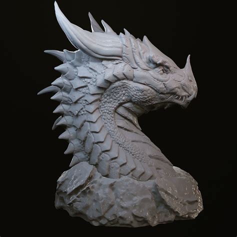 Magical Dragon Head In Stone 3d Print Model Cgtrader