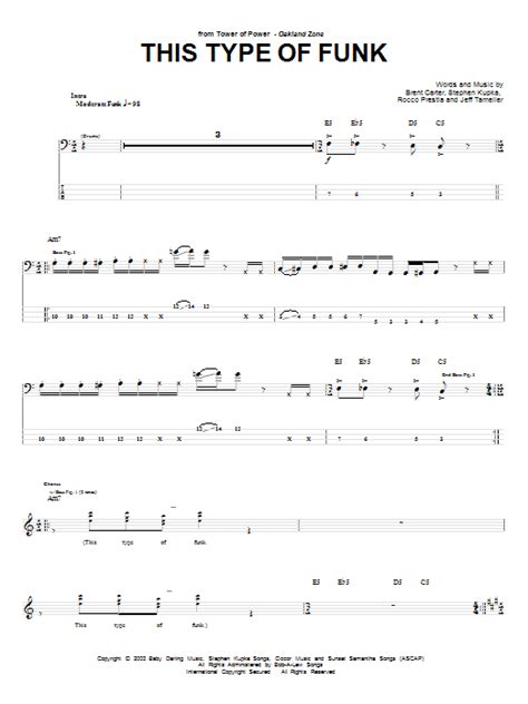 This Type Of Funk Sheet Music Tower Of Power Bass Guitar Tab