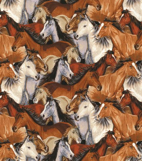 Novelty Cotton Fabric Packed Horses Joann