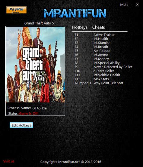 Grand Theft Auto 5 Trainer 12 Gta V V108771 Mrantifun Download