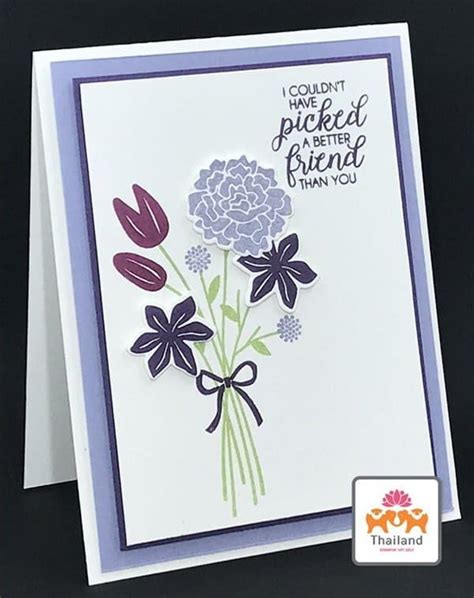 Stampin Up Beautiful Bouquet Stamp Set Used To Make Clean And Simple